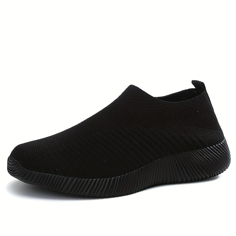 Women's Solid Color Low‑Top Sneakers – Breathable Woven, Lightweight, Plus Size