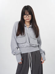Cozy Gray Half-Zip Pullover Sweater