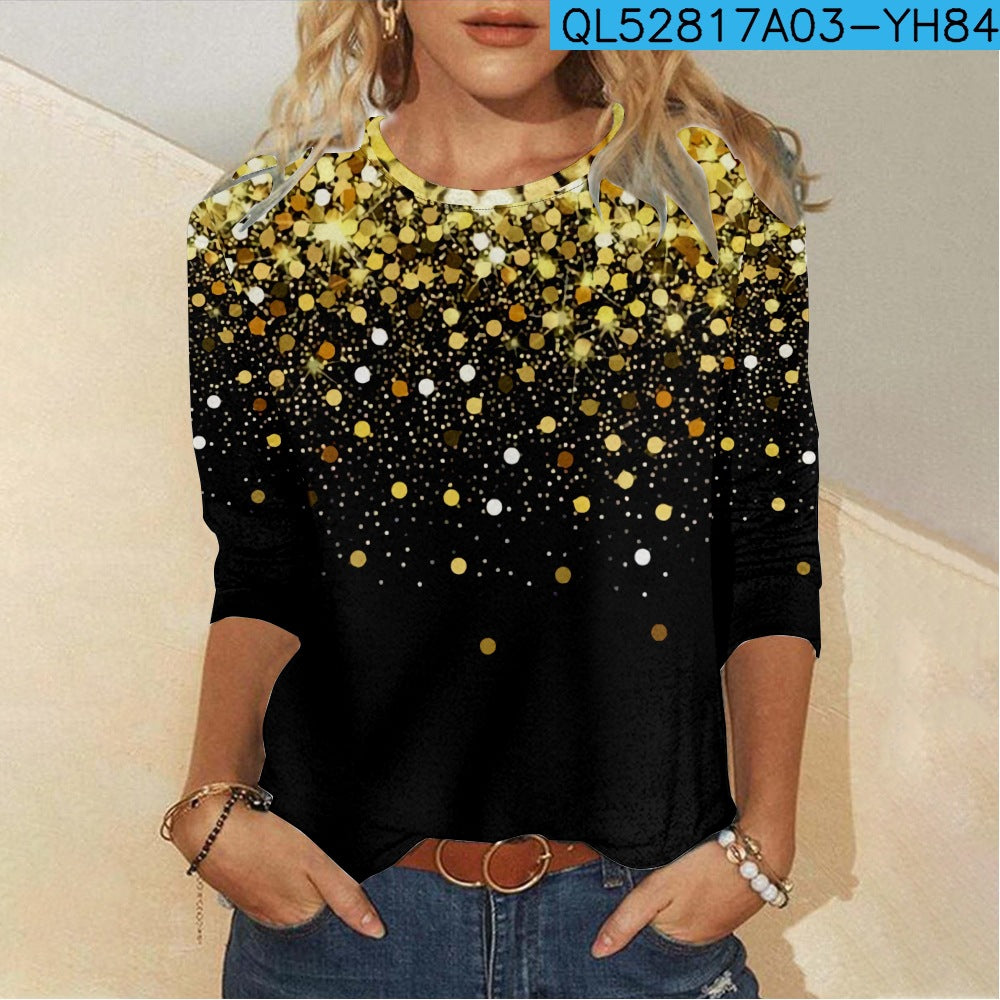 Women's 3D Printed Casual Long-Sleeve Graphic Tee