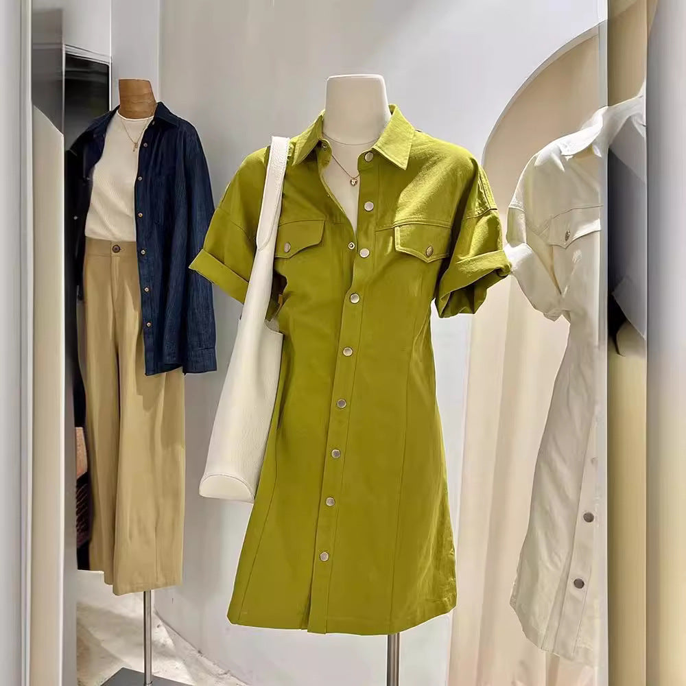 Summer Designer Niche New Polo-neck Shirt Dress