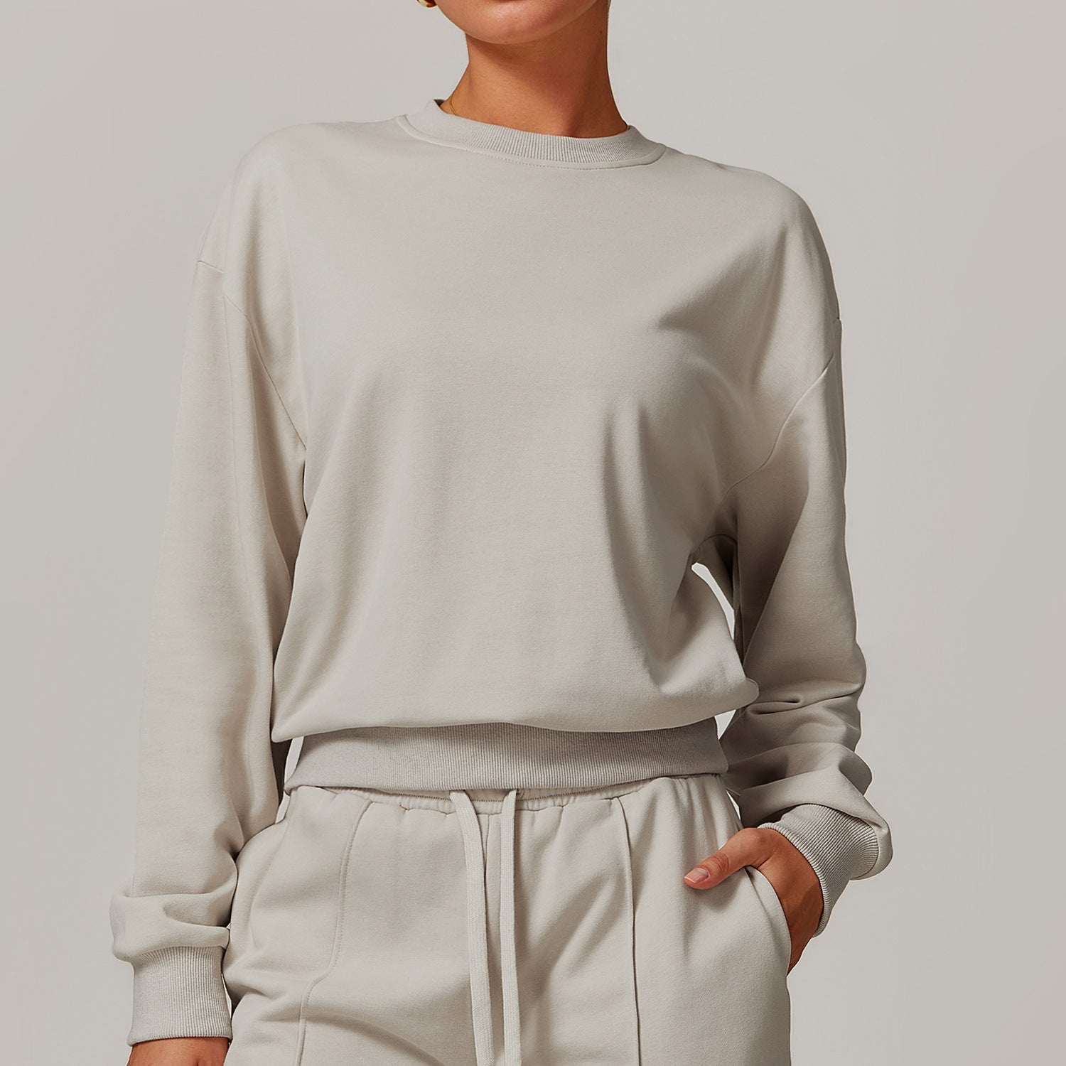 Women's Casual Knitted Round Neck Sports Sweater