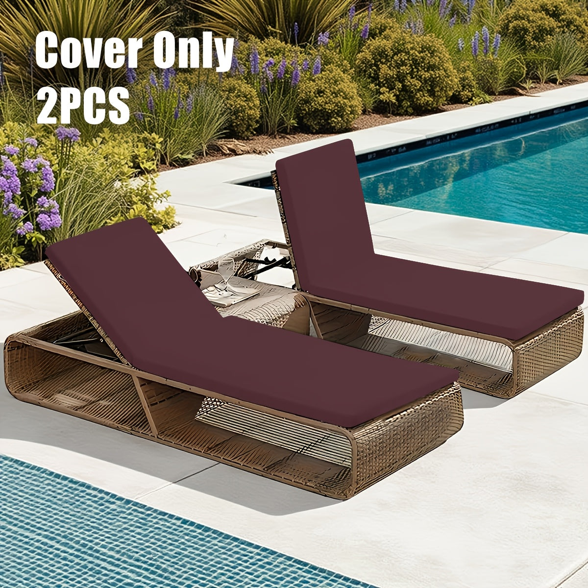 2pcs/set Stretchy Y Fiber Fabric Chair Covers, 2pcs Set Outdoor Lounge Chair Protectors