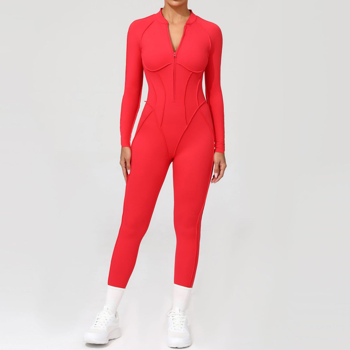 Women's Half-Zip Long Sleeve Yoga Jumpsuit