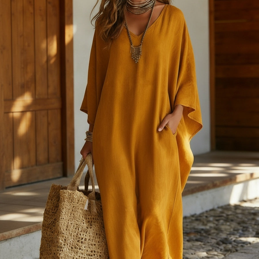 Relaxed Fit Casual V-Neck Dress for Women