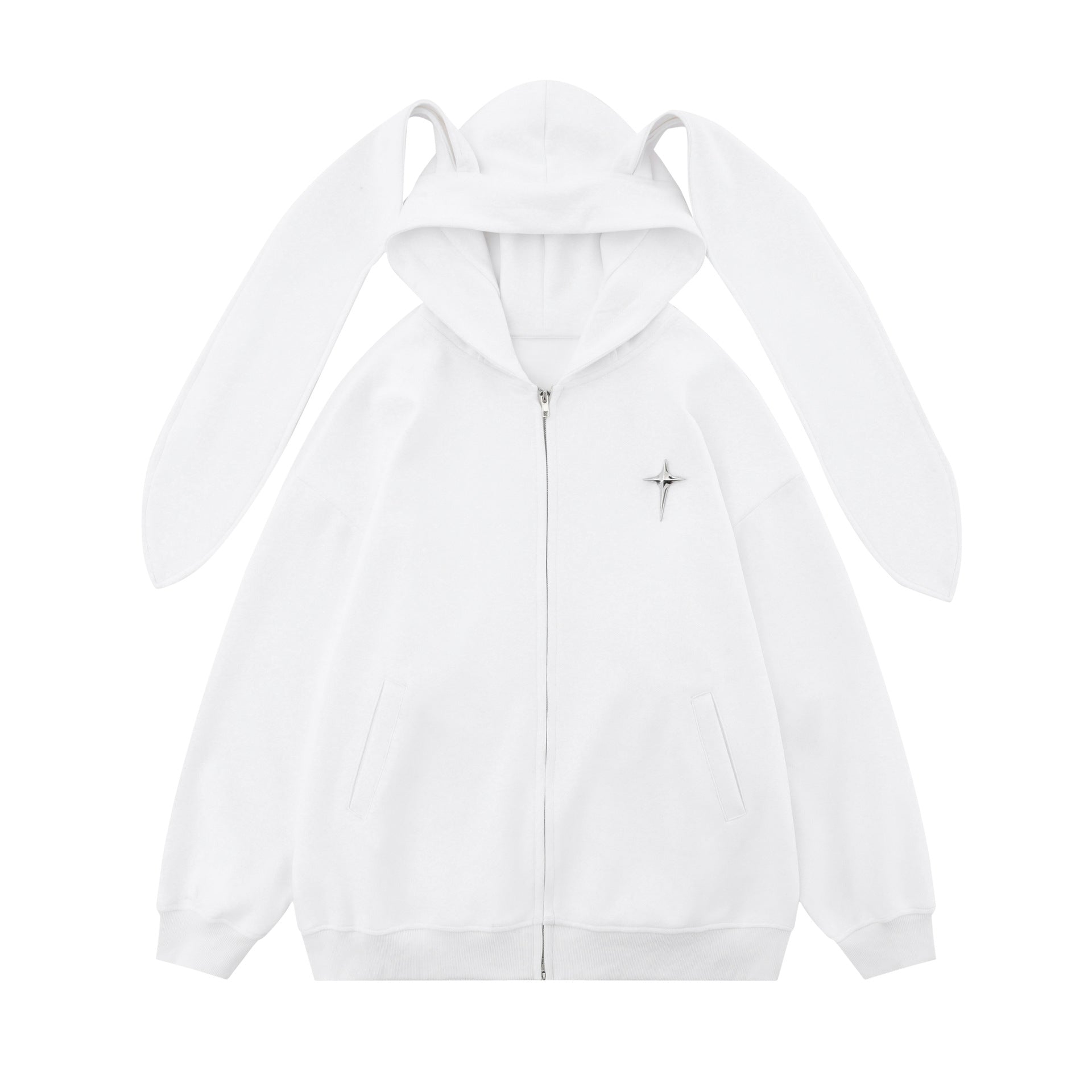 Cute Rabbit Ear Hooded Cotton Cardigan Dress