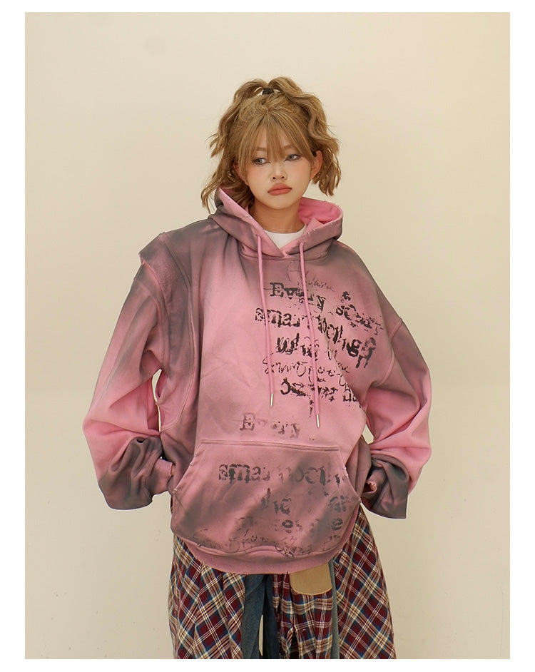 Women's Layered Hooded Chenille Sweater Loose Pullover
