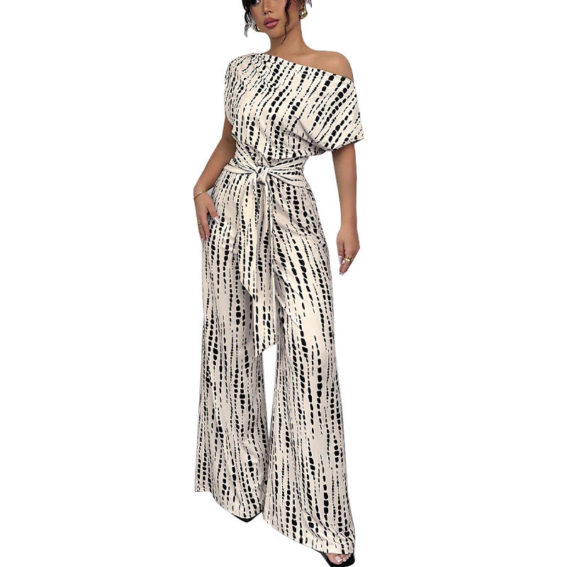 Chic One-Shoulder Wide Leg Vacation Jumpsuit