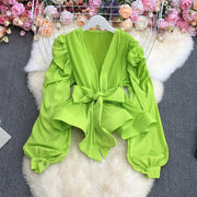Elegant Long‑Sleeve Bow‑Knot Shirt – Soft, Stylish & Flattering