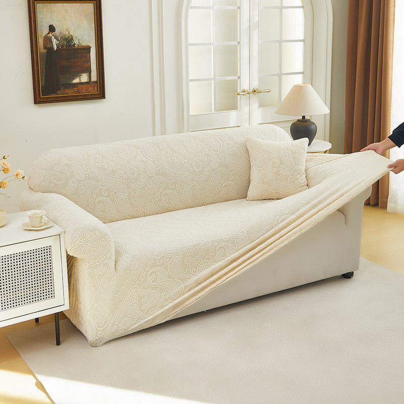 3D Jacquard Velvet Sofa Cover - Fully Enveloping Dust Cover