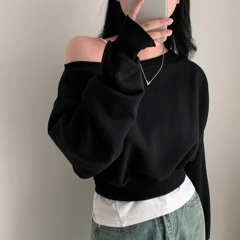 Thin Bottoming Shirt Off-shoulder Loose Casual Top