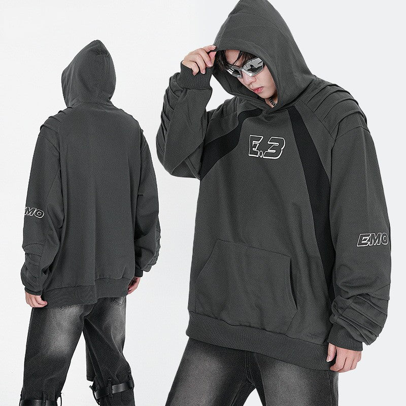 Dark High Street Oversized Colorblock Hoodie
