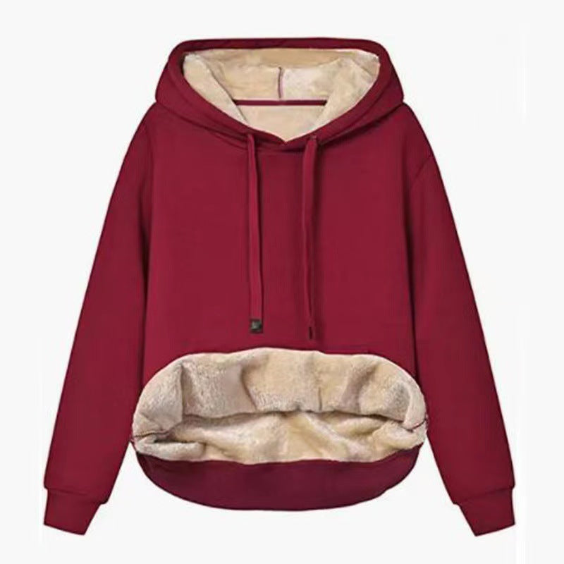 Plush Velvet Padded Hooded Winter Coat