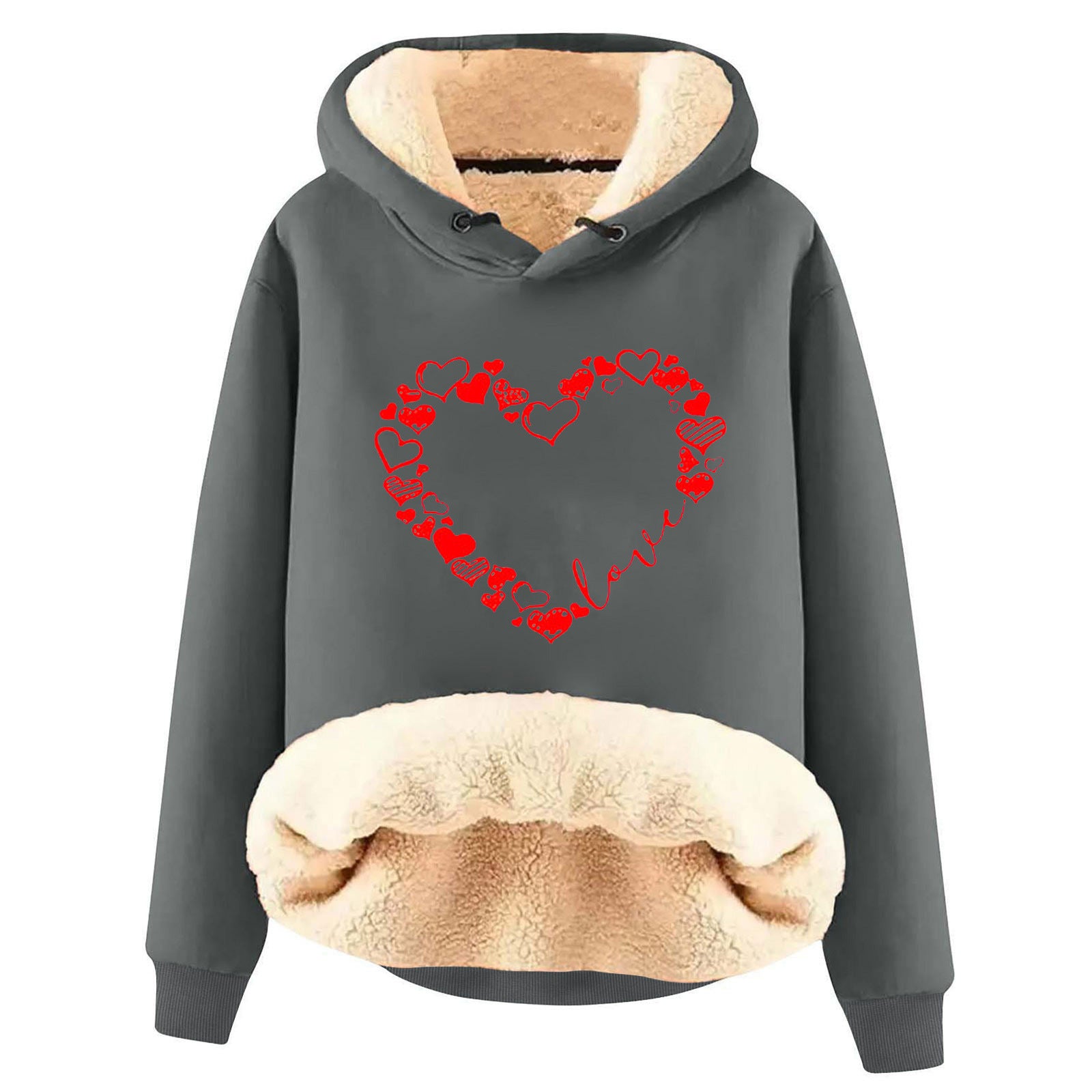 Fleece-Lined Warm Loose Hooded Pullover Sweatshirt