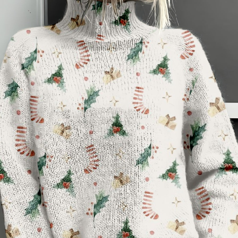 3D Color Block Turtleneck Knit Sweater
