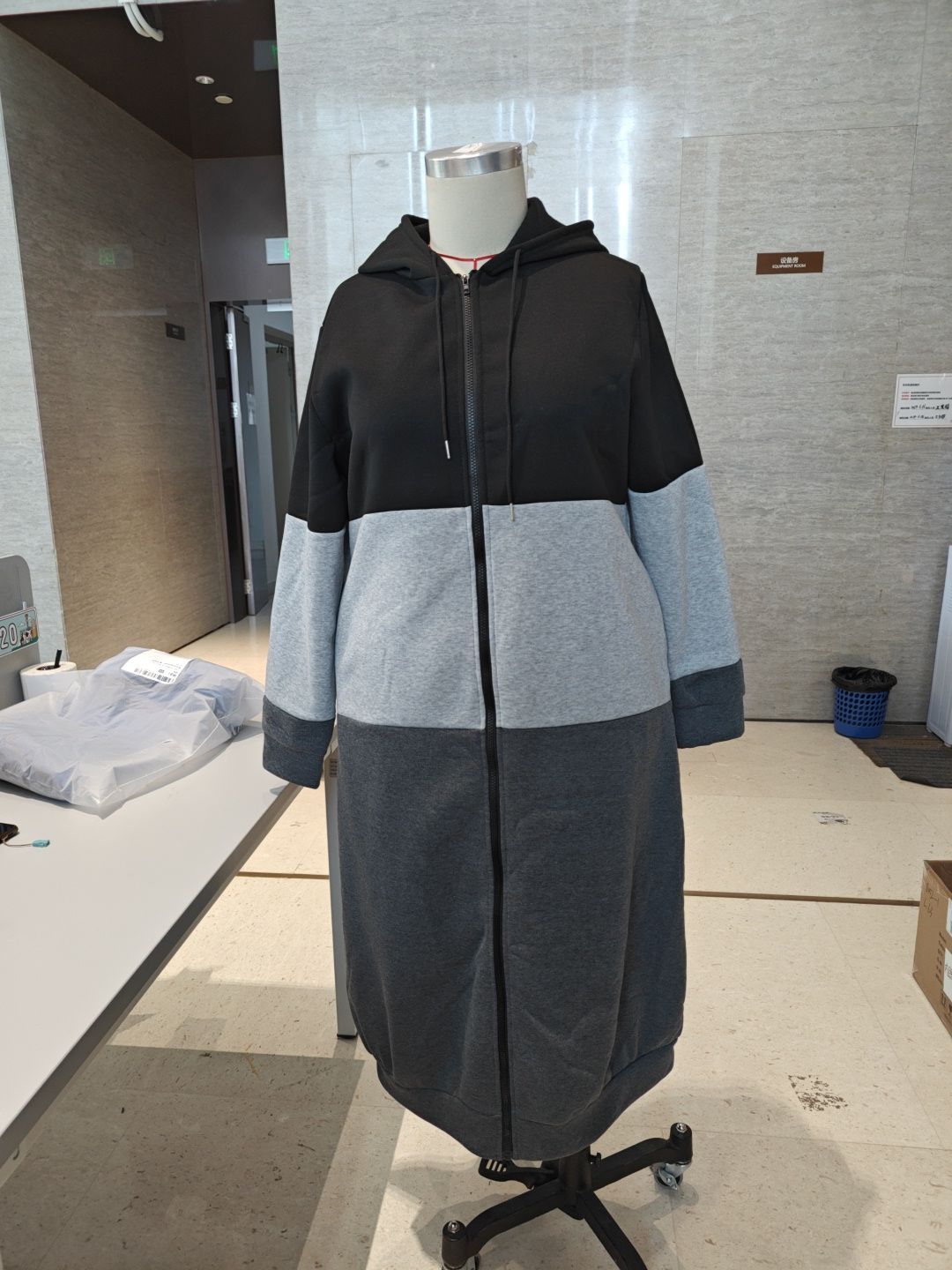 Color Block Patchwork Plus-Size Pocket Hoodie Coat