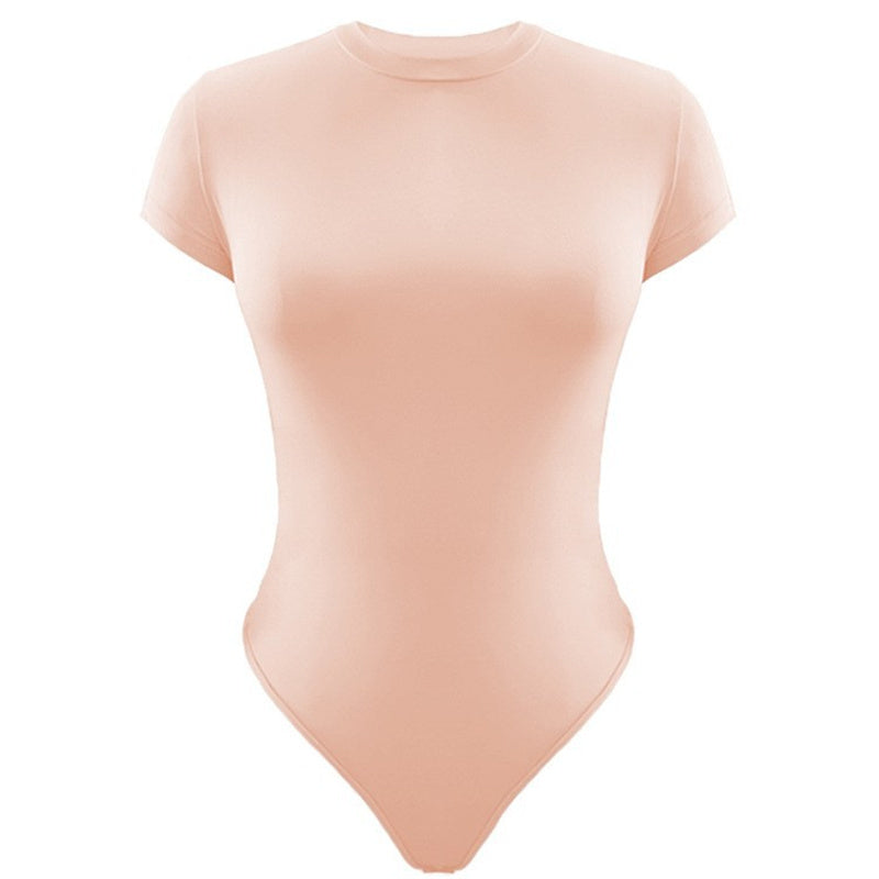 Sexy Tight-fitting Short-sleeved Jumpsuit Summer Solid Color Bodysuit Womens Clothing