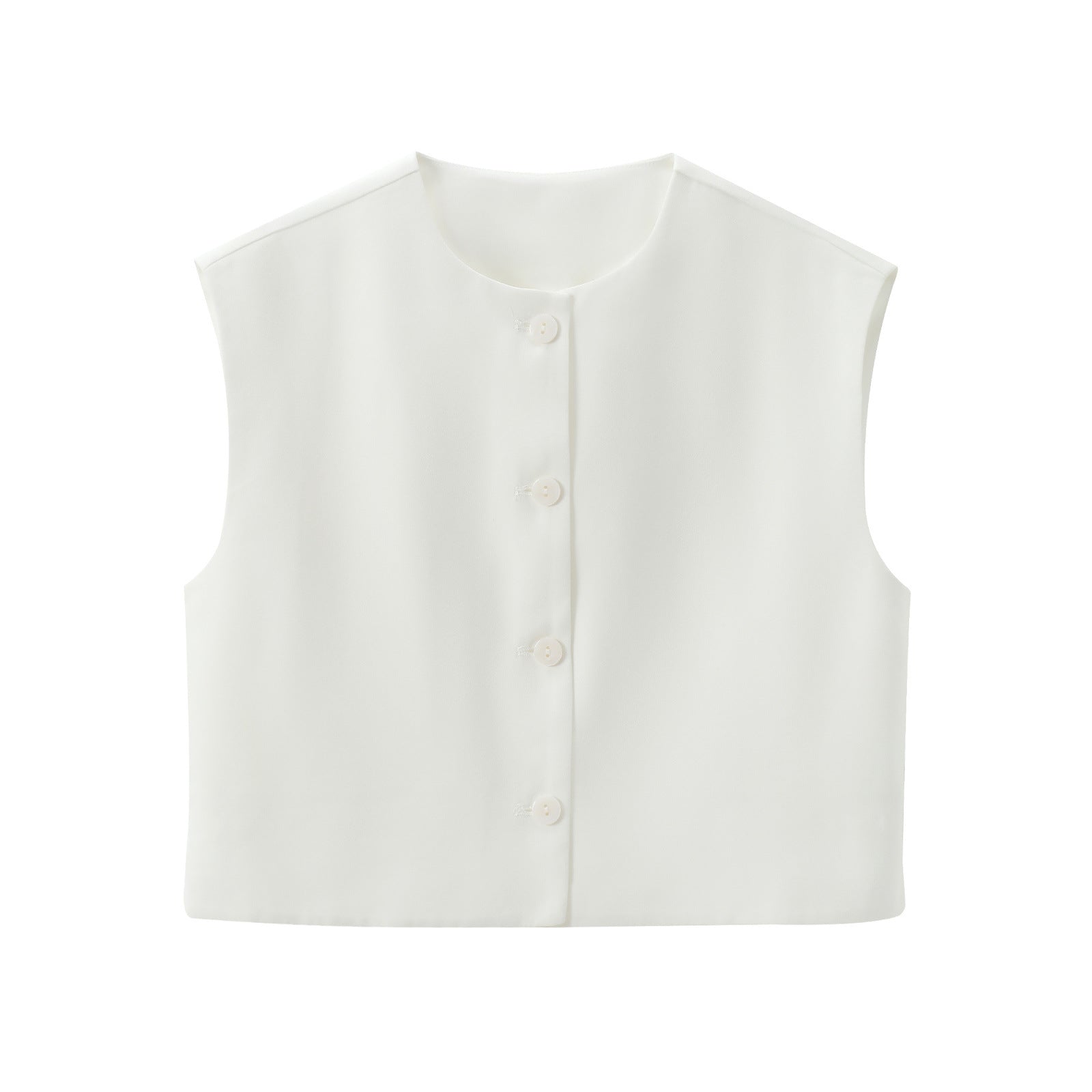Fashion Solid Color Decorated Row Button Sleeveless Vest Top
