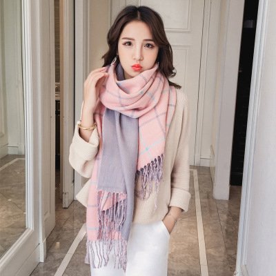 Stay Cozy with Thick Plaid Scarf