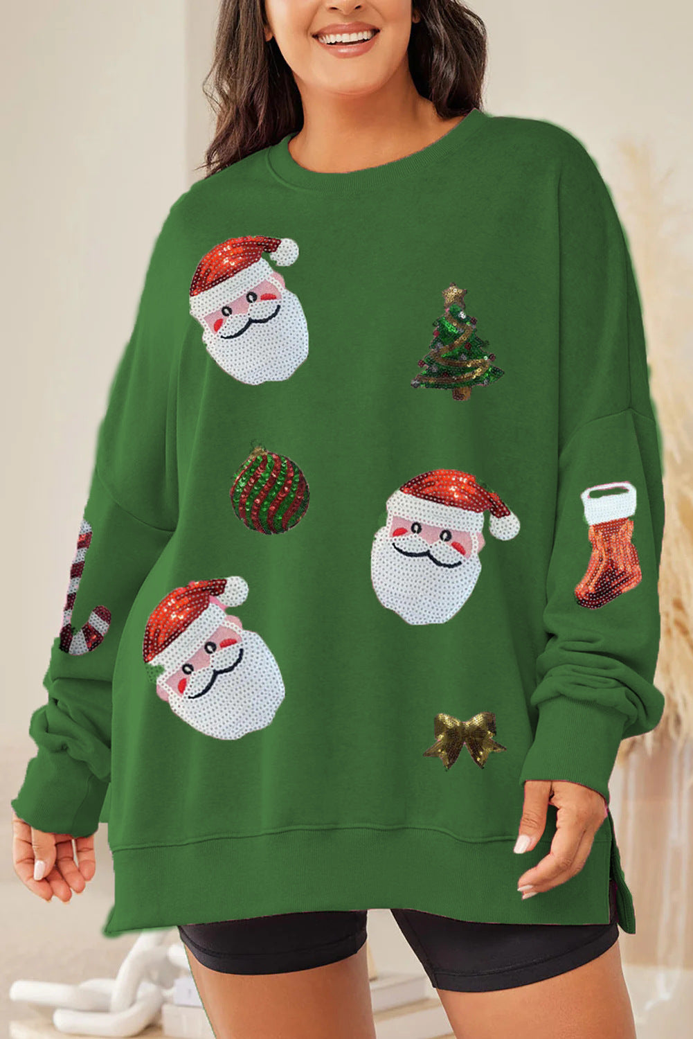 Women's Christmas Sequined Loose Casual Long Sleeve Sweater