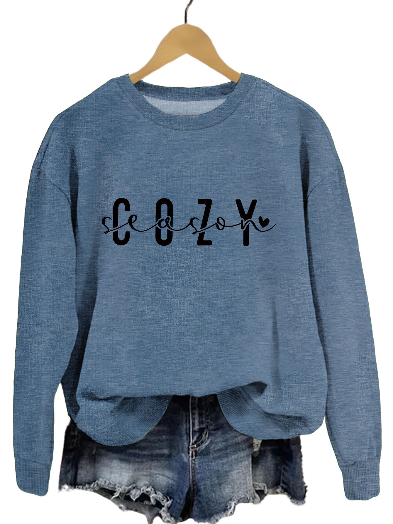 Cozy Autumn Crew Neck Print Pullover Sweater