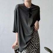 Relaxed American-Style Crewneck Short Sleeve T-Shirt for Women