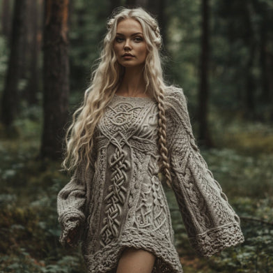 Autumn and Winter European and American Retro Braided Long-sleeved Sweater Dress