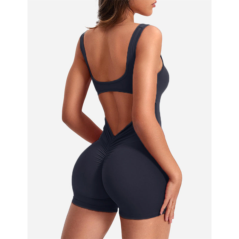 Backless Slim-Fit Yoga Jumpsuit with Hip-Lifting Design