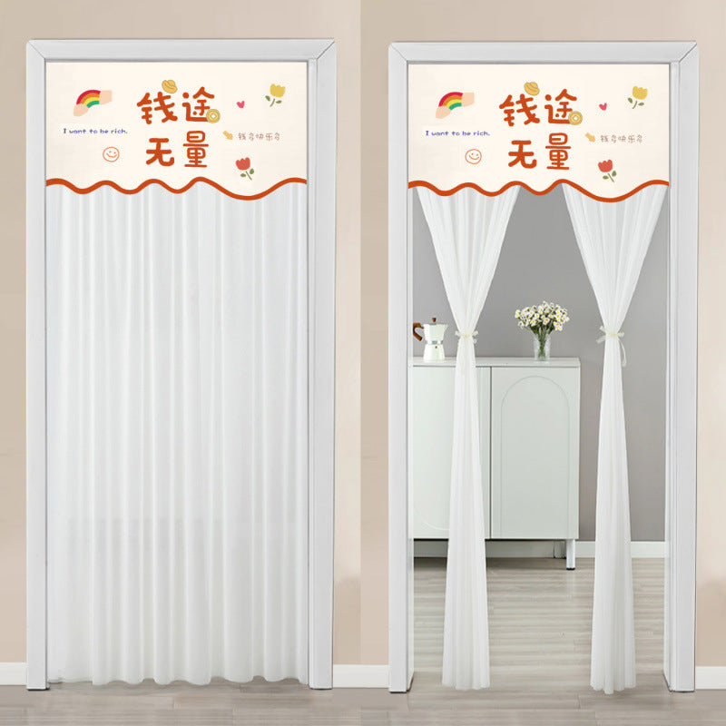 Non Perforated Magic Tape Gauze Double-layer Blackout Curtain