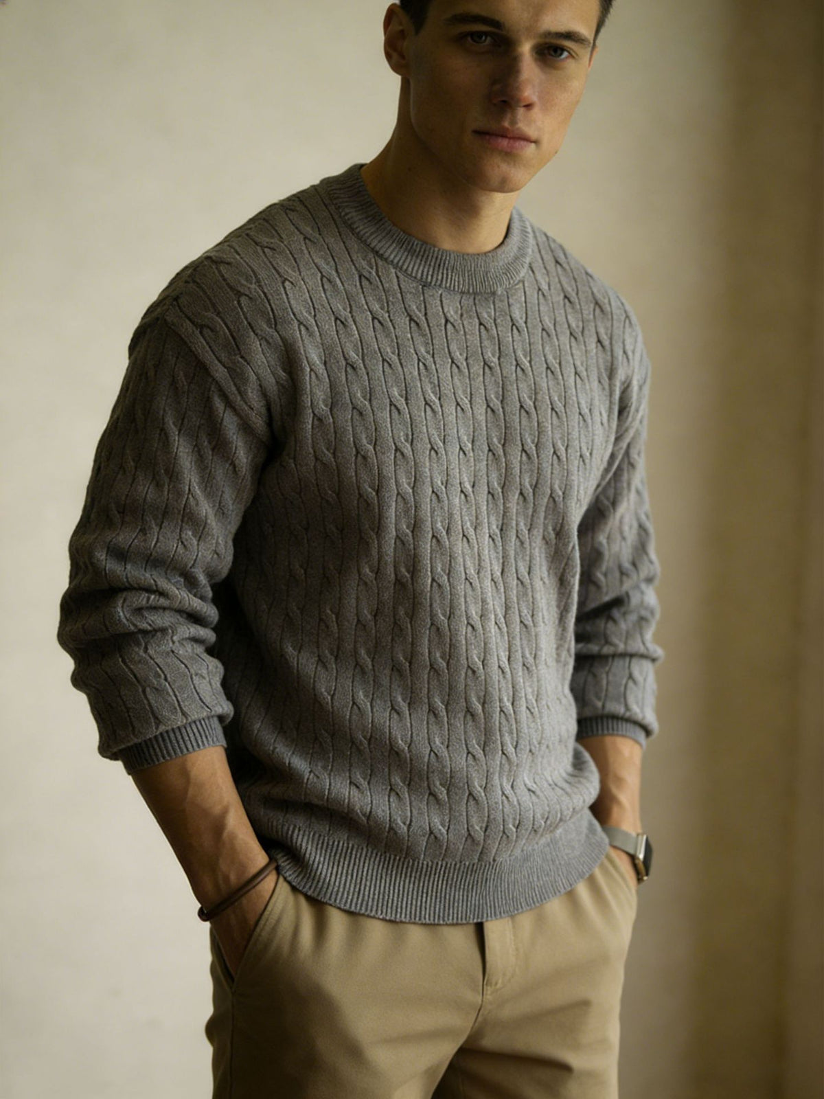 Textured Knit Sweater Mens Knitwear
