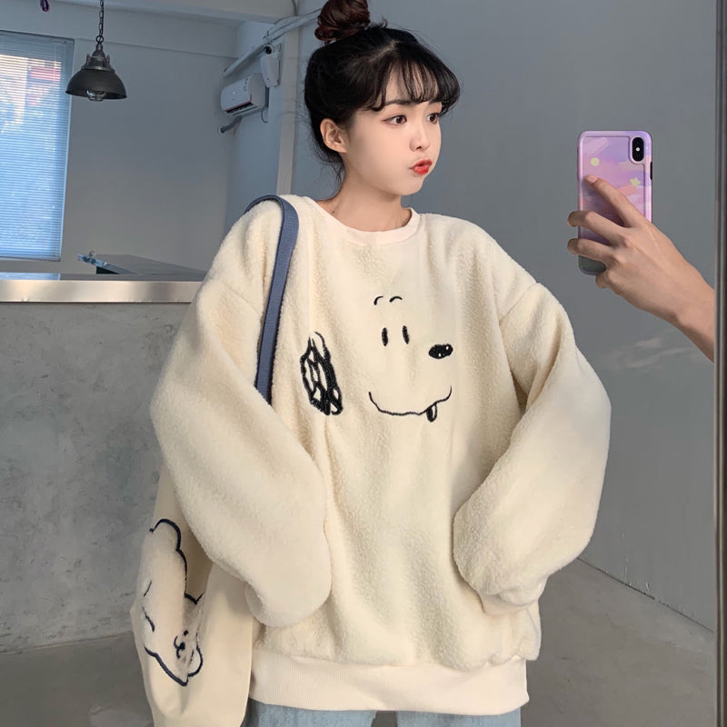 Cozy Lamb Wool Pullover Hoodie for Women
