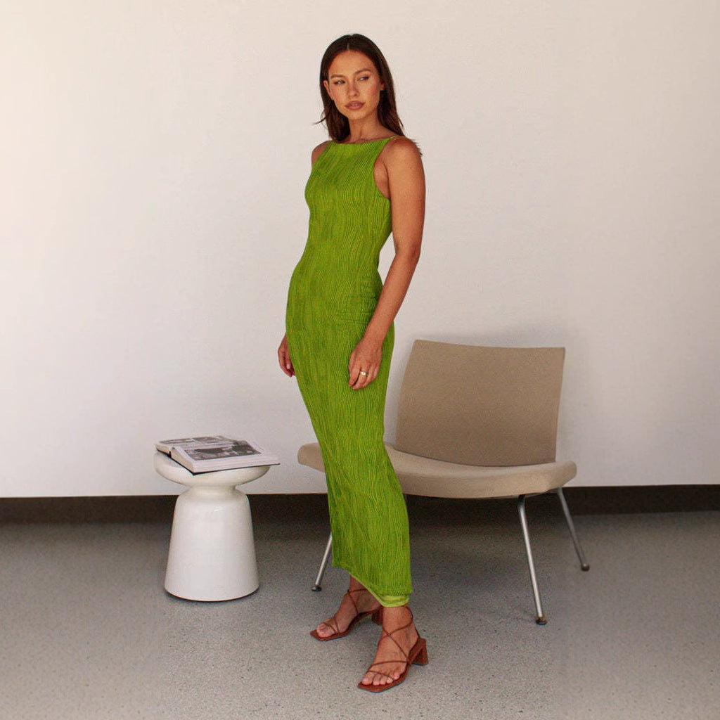 Backless Figure-Hugging Halter Long Maxi Dress
