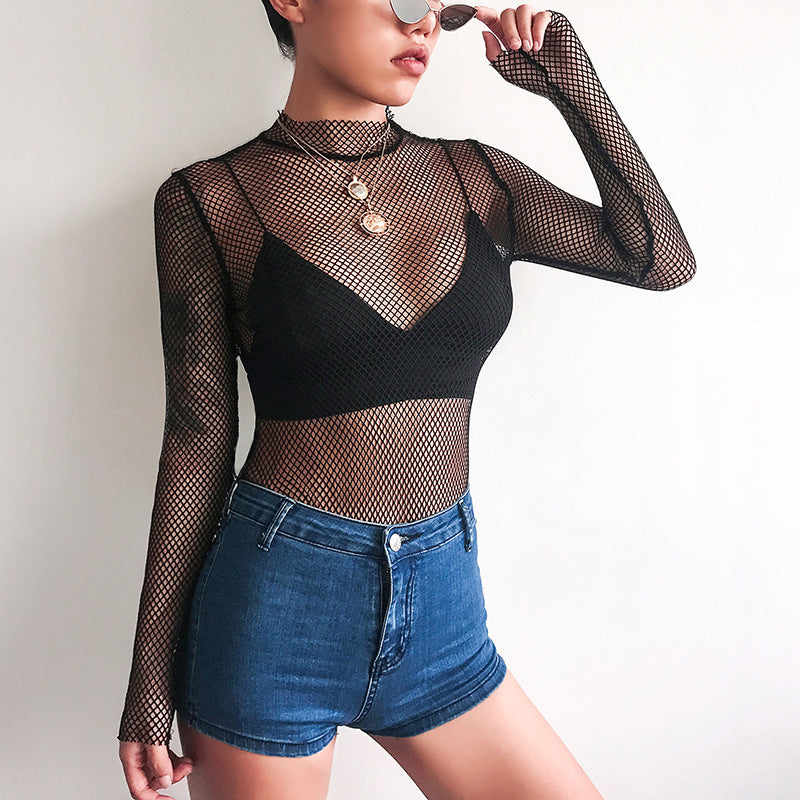 Seductive Hollow Out Mesh Party Bodysuit