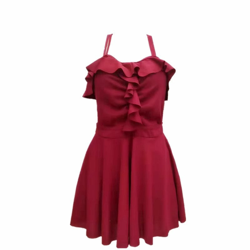 Solid Color Backless One-Piece Swimsuit