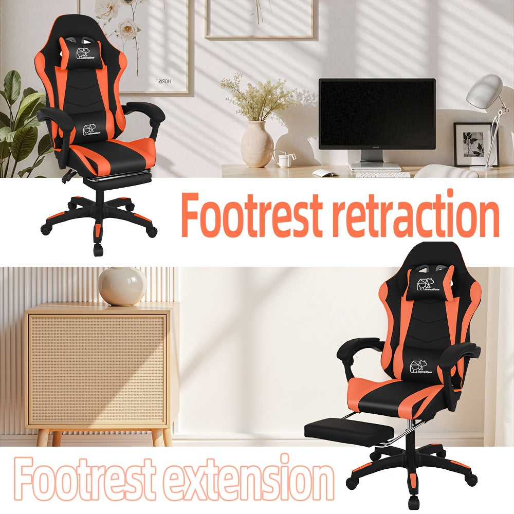 Ergonomic High‑Back Reclining Gaming and Office Chair with Headrest, Lumbar Support and Optional Footrest