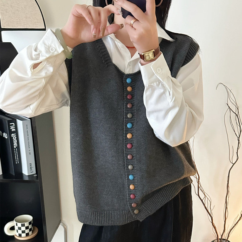 Knitted Vest Women's Spring and Autumn Outer Wear Cardigan
