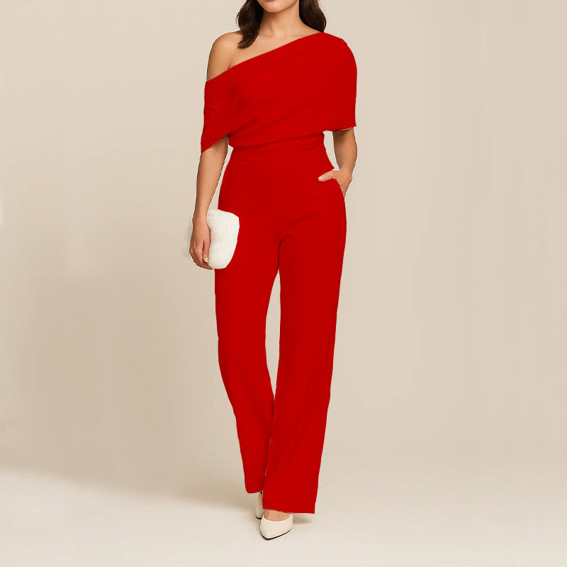 Elegant One-Shoulder Slimming Jumpsuit for Women