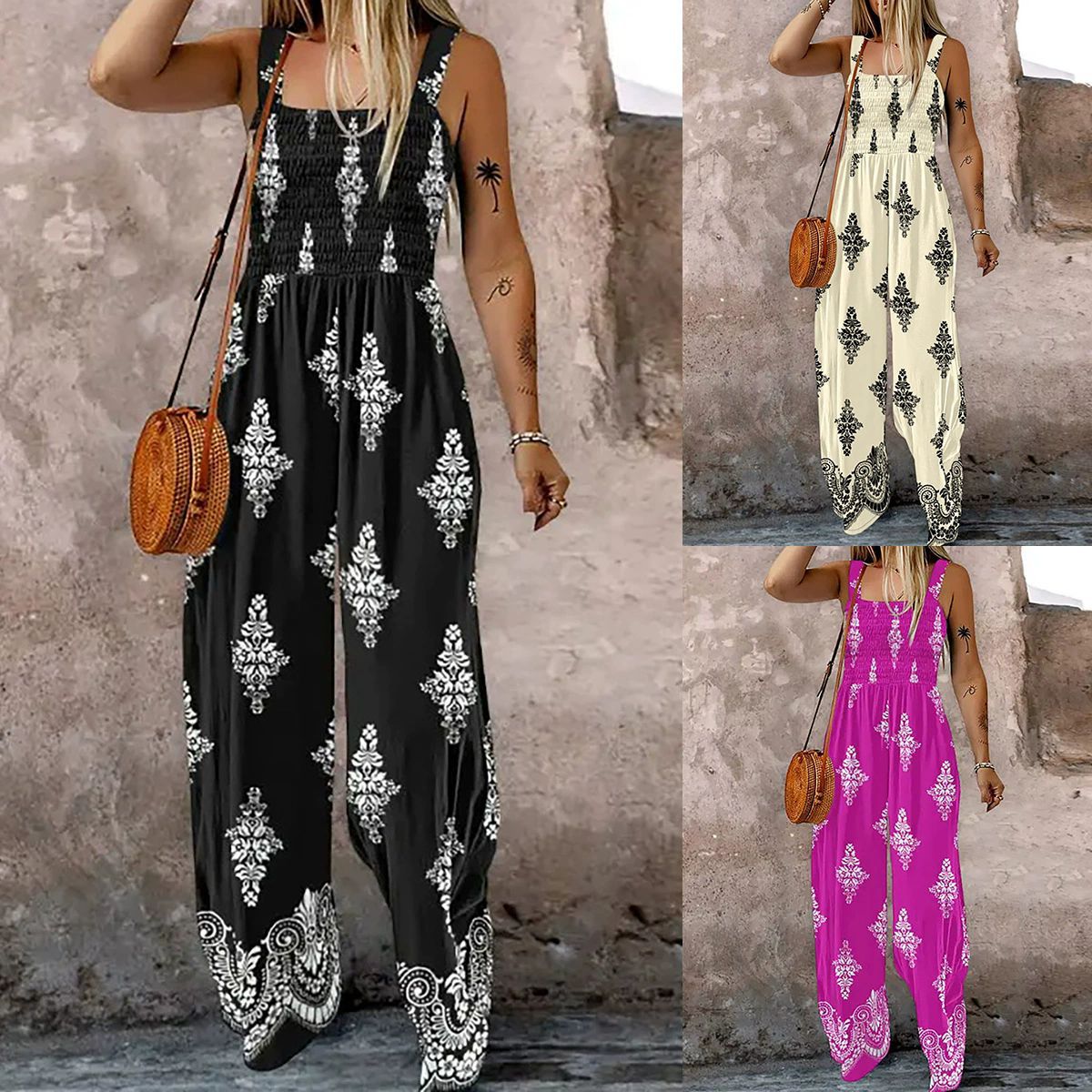 Women's Sling Pocket Wide Leg Jumpsuit
