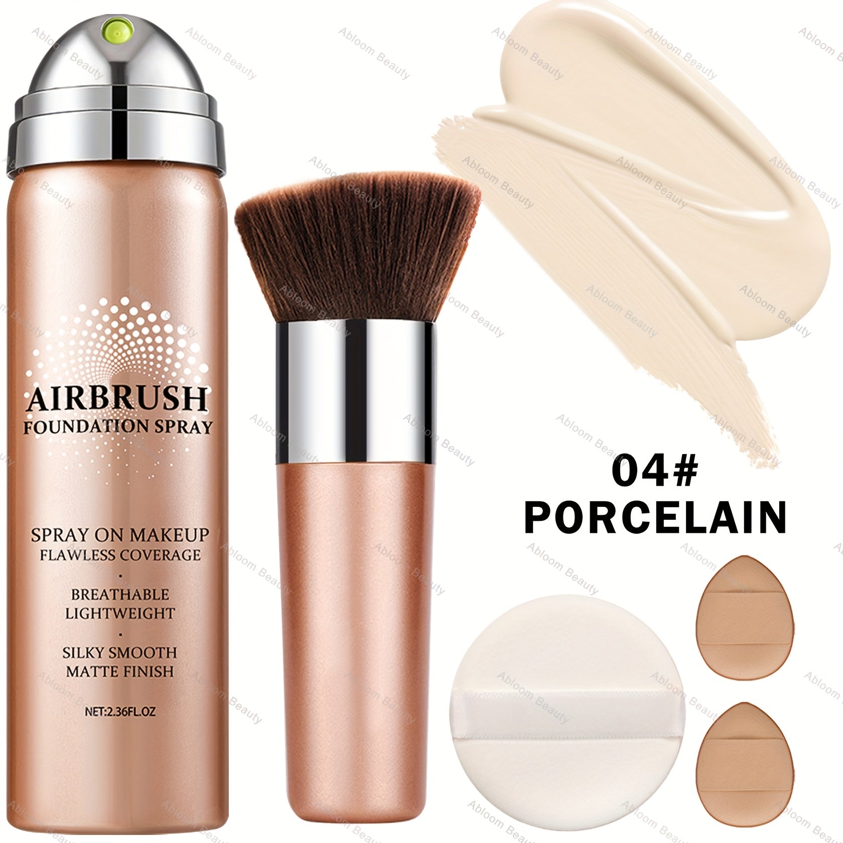 Flawless AirBrush Foundation - High Coverage, Smooth Creamy Matte Spray, Natural Nude Finish, Light Beige for Mature Skin