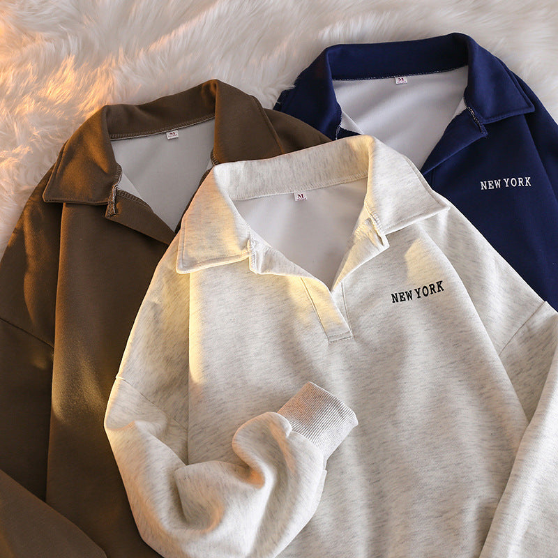 Chic Hong Kong Style Long Sleeve Hoodie & Sweatshirt