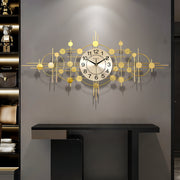 [Luxurious Metal Wall Clock] Luxurious Golden Metal Wall Art Wall Clock - 35.4*16.5" Boho Style, Large 3D Sculpture, Reusable, Shimmery Finish, for Living Room, Bedroom, Kitchen - Modern French-Inspired Hanging Decor