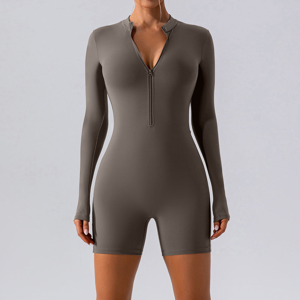Long-Sleeve Zipper One-Piece Dance & Fitness Romper