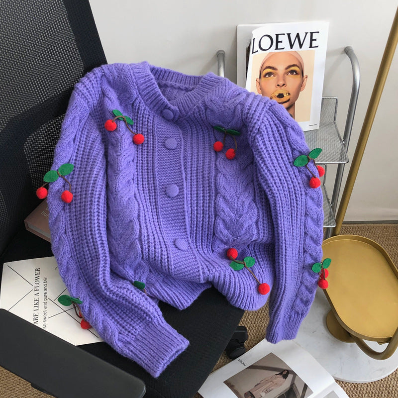 Cherry Younger Sweet Sweater Female Korean Loose and Lazy Style