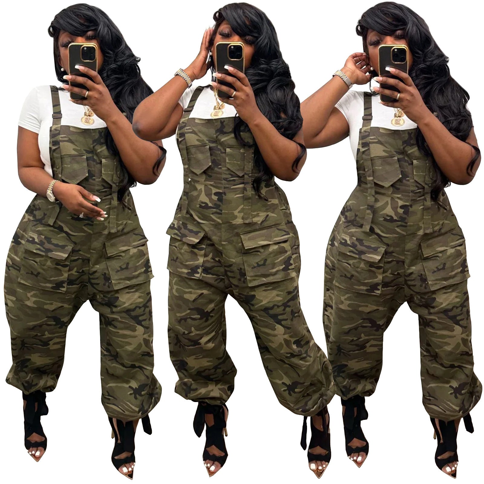 Women's Casual Loose Camouflage Jumpsuit Overalls