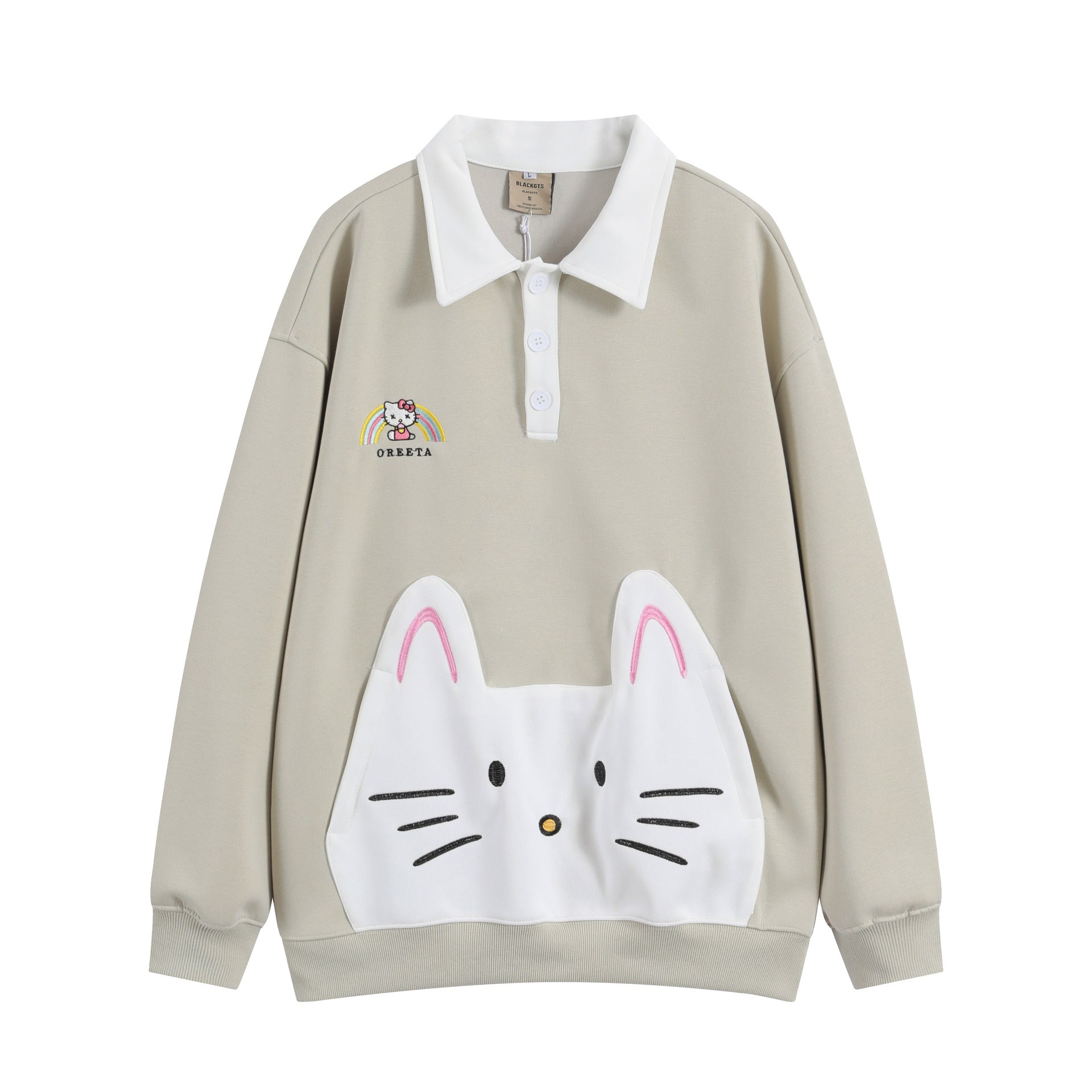 Cozy Unisex Cat Patch Knit Sweater