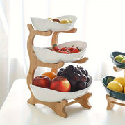 2/3-Tier Luxury Elegant Fruit Stand - Double Layer Fruit Bowl With Creative Candy Display - Home Snack Bread Tray For Living Room, Space-Saving Design, Easy To Assemble, Halloween Gifts, Birthday G...