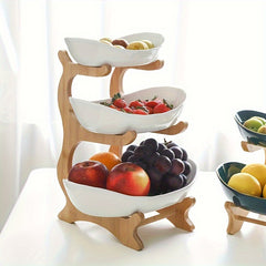 2/3-tier fruit stand with double-layer display for snacks and bread
