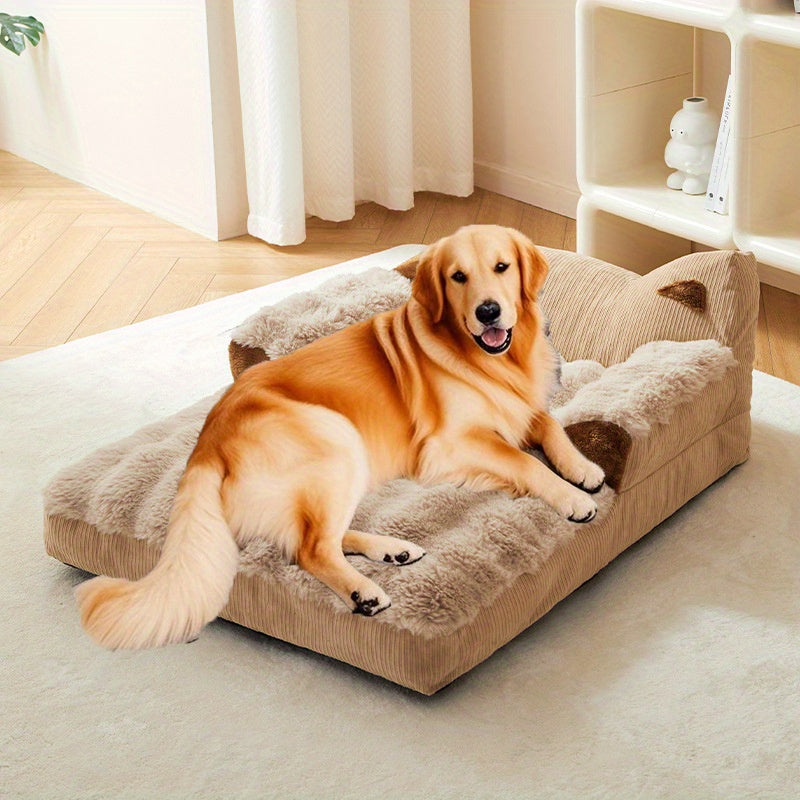 Cozy Plush Pet Sofa Bed  Brown Poodle Bed For Small/medium/large Dogs  Non-slip Easy-clean Cover  Soft-filled Indoor Dog Couch (assembly Required)  Durable Washable Dog Bed  Christmas Dog Bed