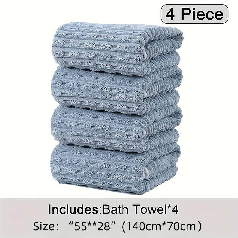 4-Pack Waffle Weave Super Soft Bath Towels, Ultra Absorbent Quick-Dry Microfiber Towels for Adults, Soft Textile & Travel Towels, Durable for Daily Use - 80% Polyester, 20% Nylon