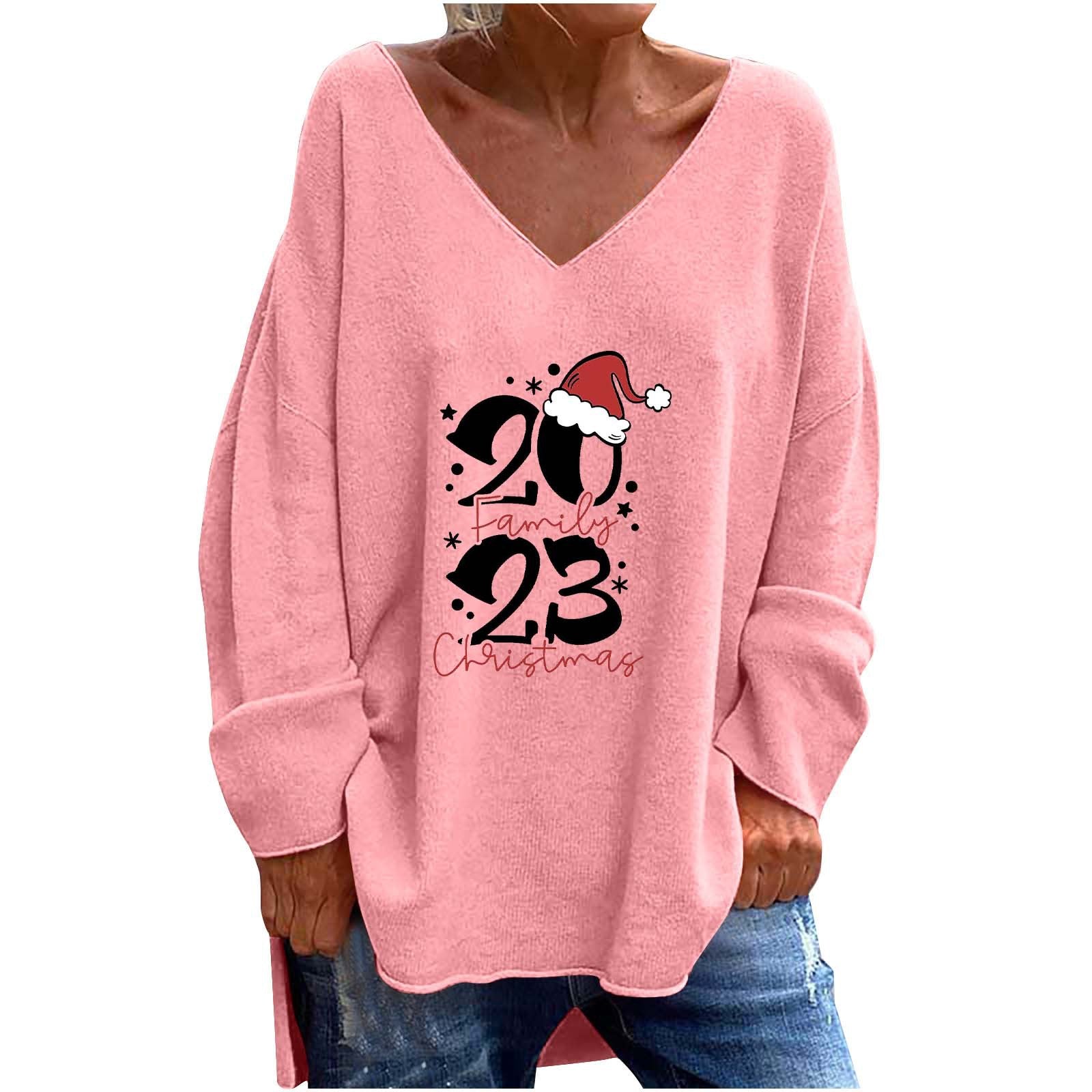 Women's V-Neck Loose Casual Long Sleeve Top