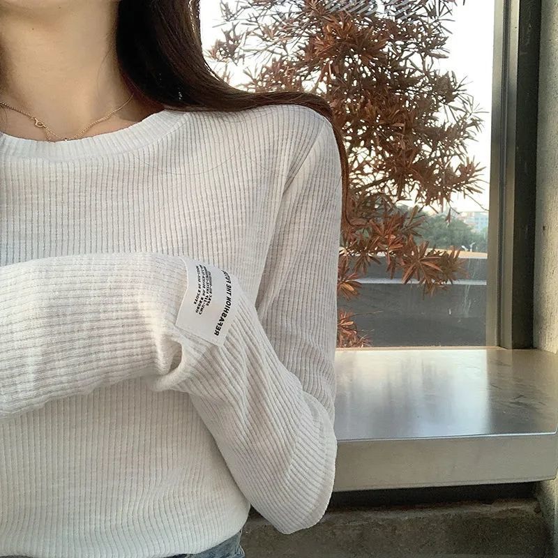 Autumn New Cuff Labeling Long Sleeve T-shirt Inner Bottoming Shirt
